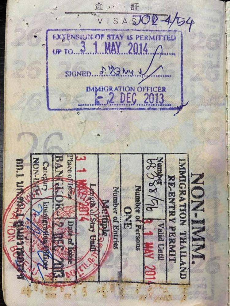 Thailand Re-entry permit